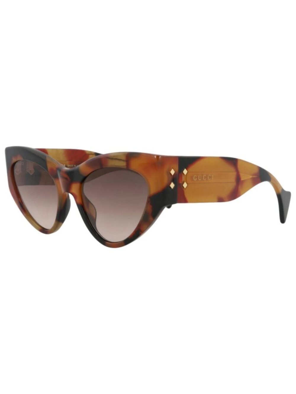 New Gucci Women's Sunglasses Cat Eye Recycled Acetate Frame Havana Havana Brown